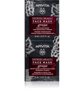 EXPRESS BEAUTY MASCARILLA NTIARRUGAS & REAFIRMANTE CON UVA APIVITA, 2x8ml