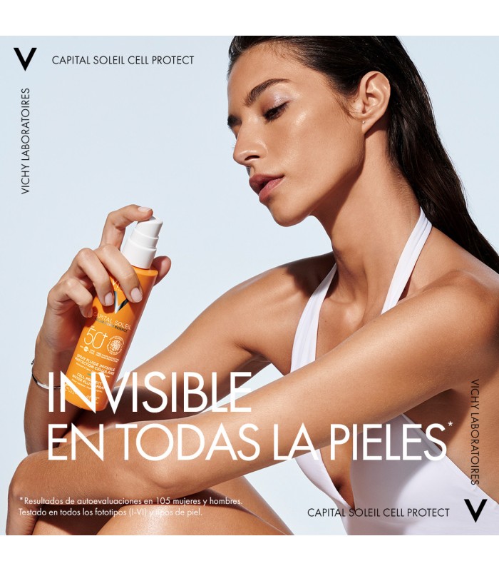 Vichy Capital Soleil Cell Protect Spray Fluido Invisible Rostro & Cuerpo spf50, 200ml