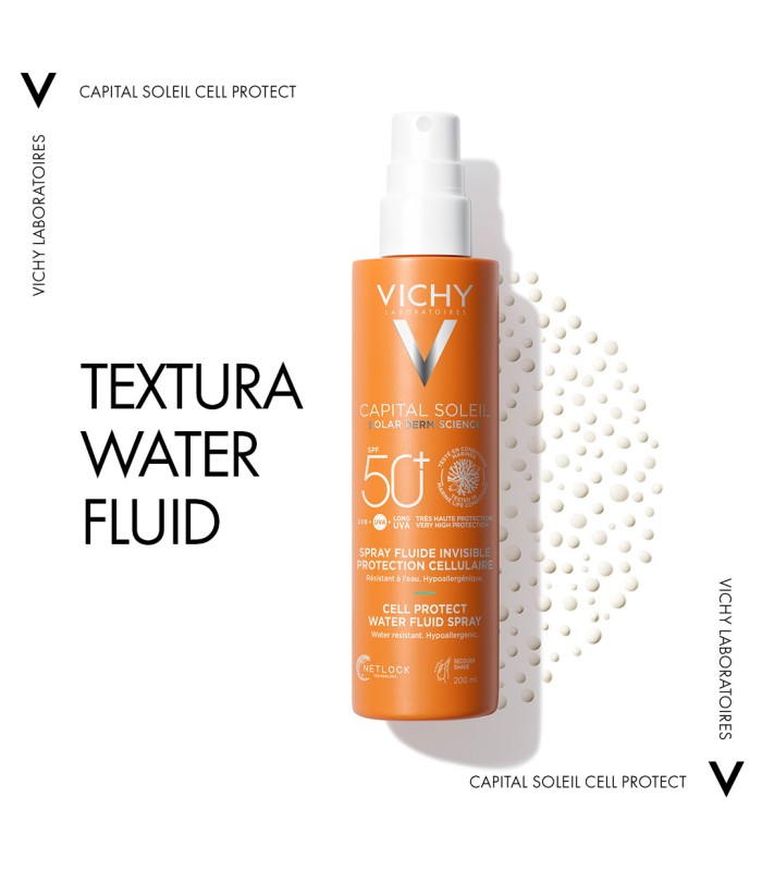 Vichy Capital Soleil Cell Protect Spray Fluido Invisible Rostro & Cuerpo spf50, 200ml