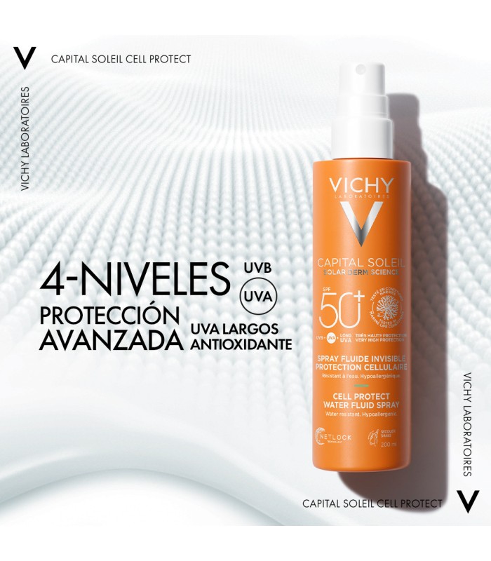 Vichy Capital Soleil Cell Protect Spray Fluido Invisible Rostro & Cuerpo spf50, 200ml