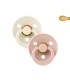 Bibs Colour Simétrica Ivory/Blush 0-6M, 2 Chupetes