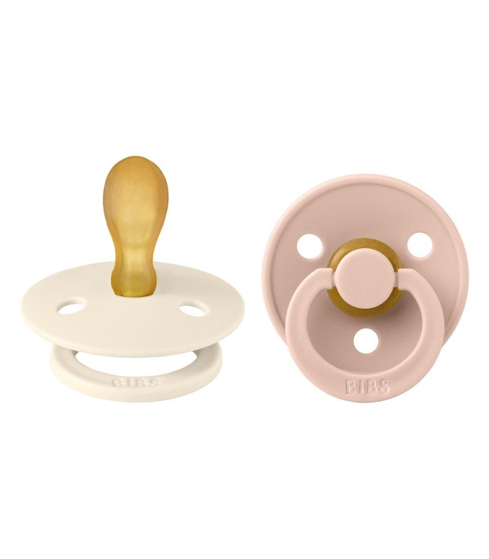 Bibs Colour Simétrica Ivory/Blush 0-6M, 2 Chupetes