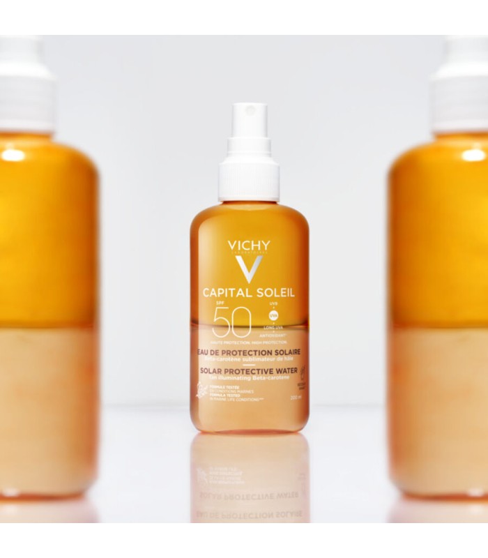Vichy Capital Soleil Agua Solar Luminosidad potenciador de bronceado spf550, 200ml