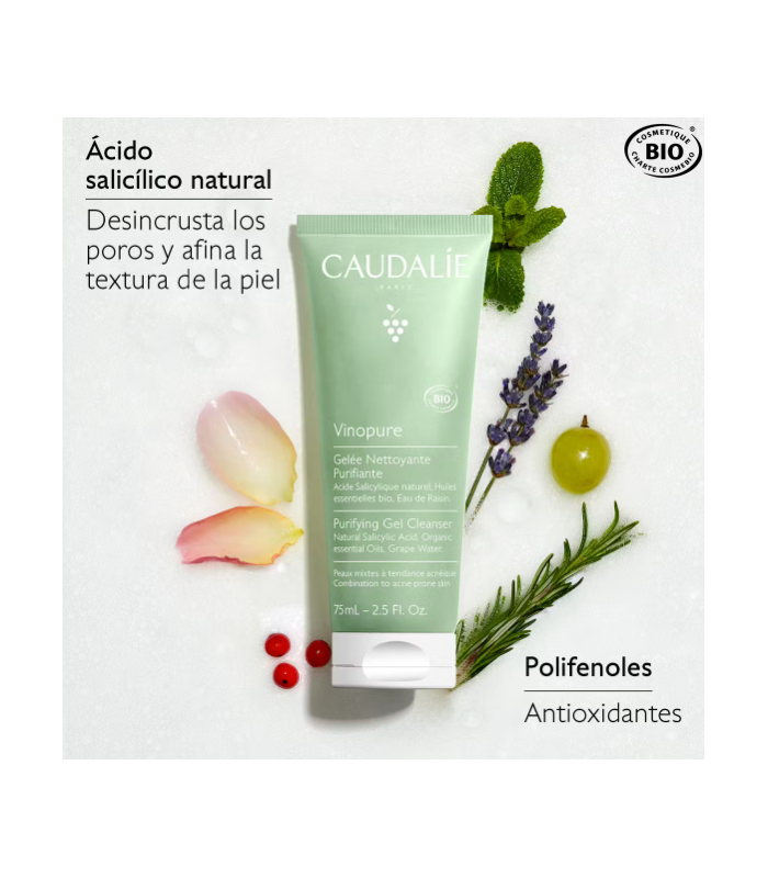 Caudalie Vinopure Gelatina Limpiadora Purificante, 75ml